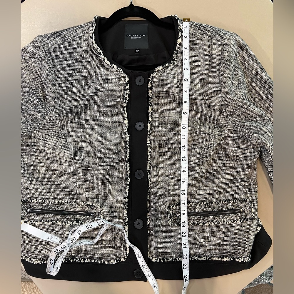 Rachel Roy‎ Black and White Tweed Jacket Size 16W - Picture 10 of 11